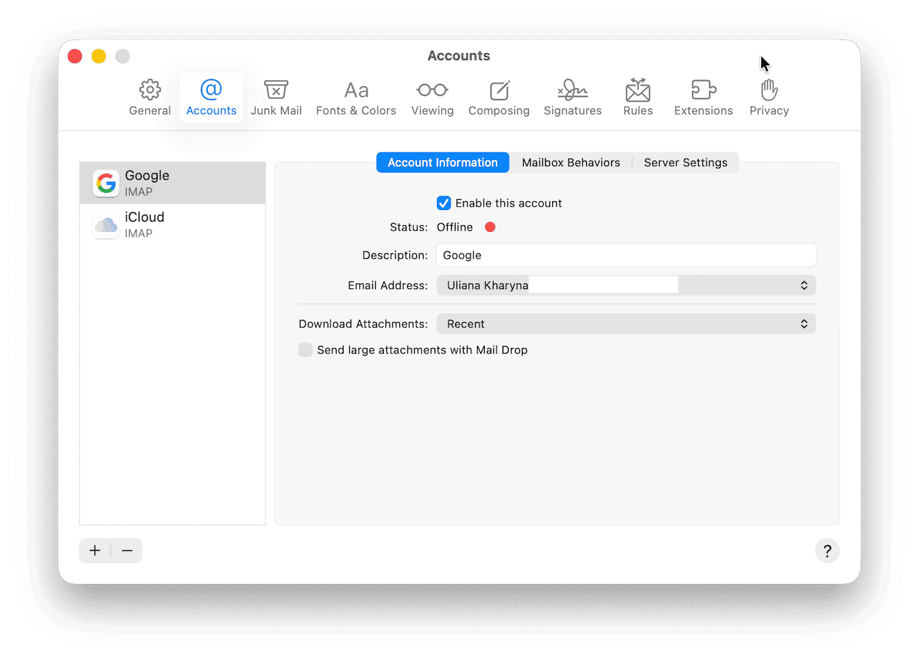 Delete then re-add Gmail account to Mail