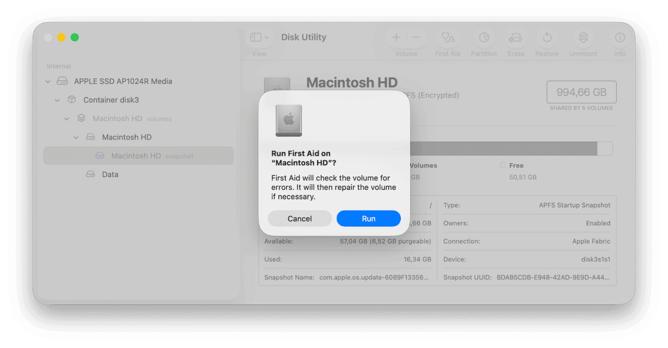 Run First Aid on Mac