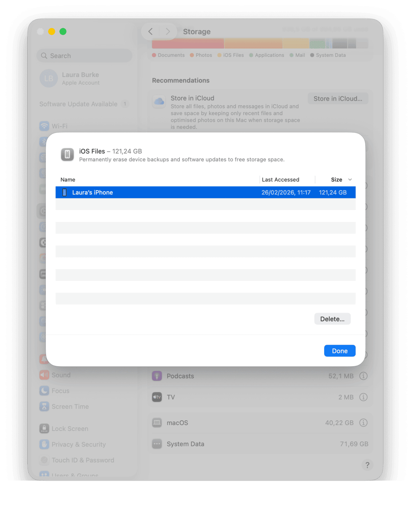Delete old device backups