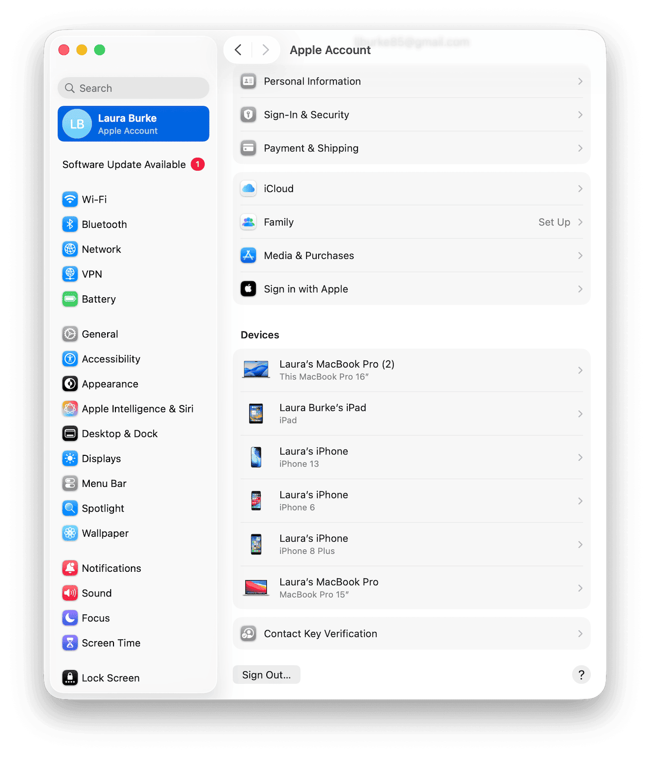 Sign out of iCloud on one device
