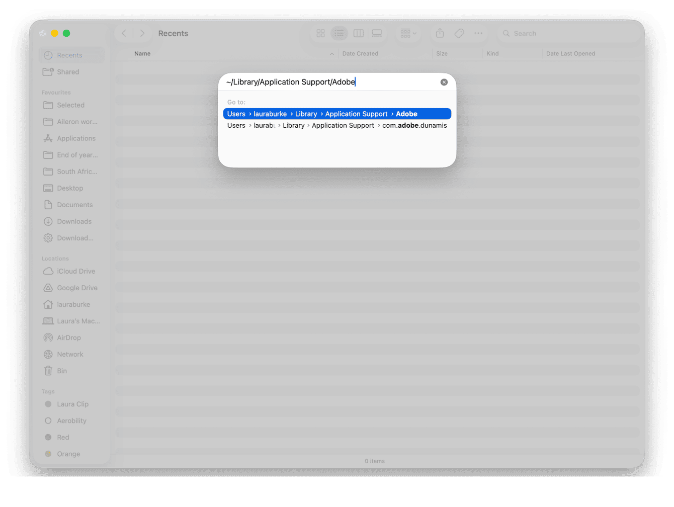 Delete files found in these locations and empty trash