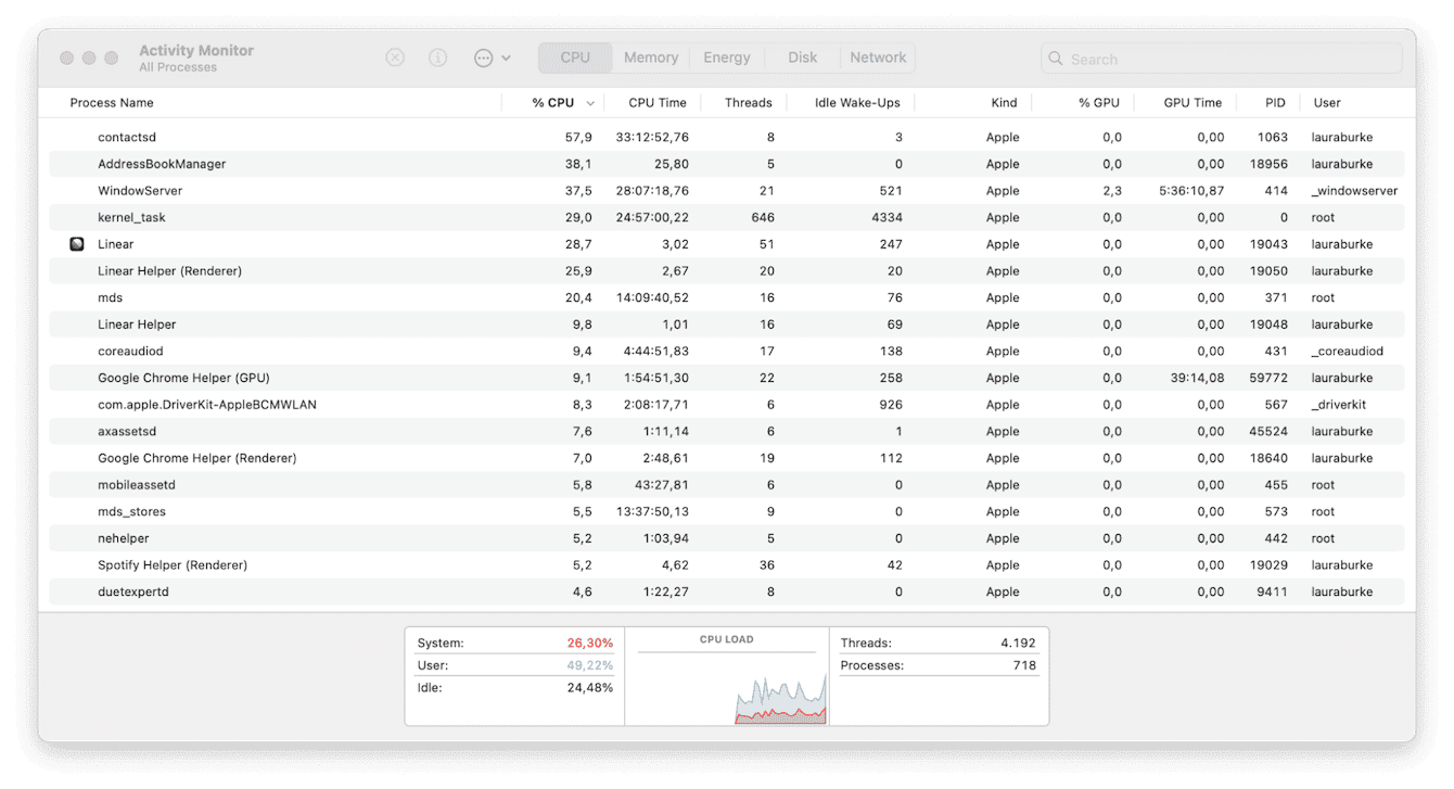 Activity Monitor on Mac