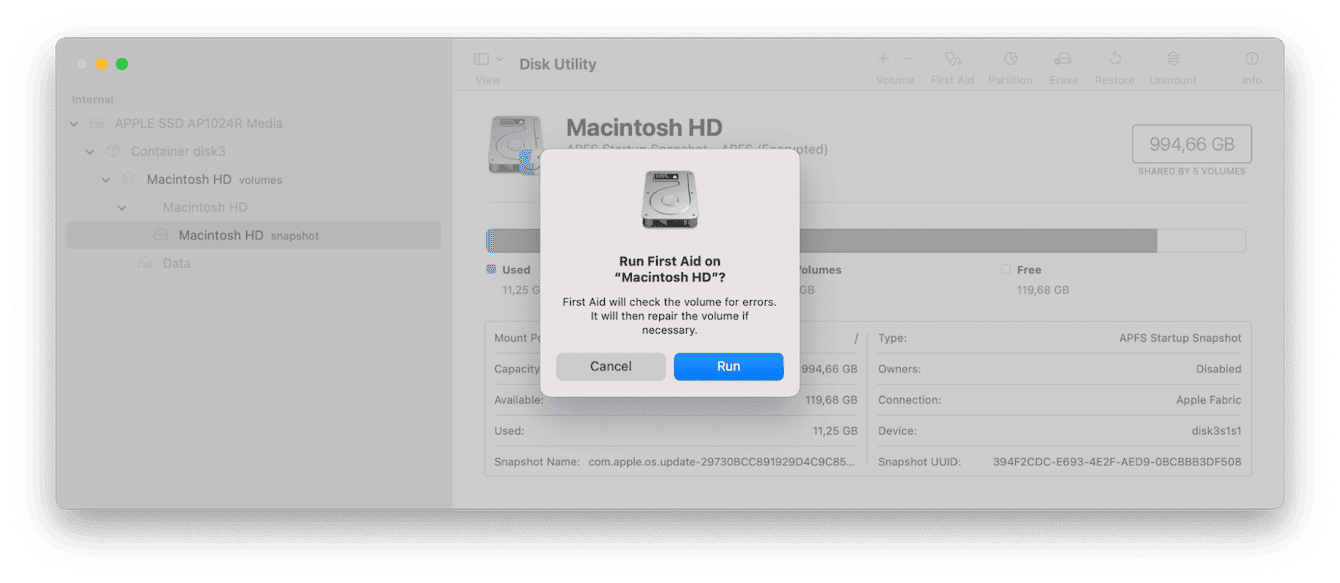 Run Disk Utility
