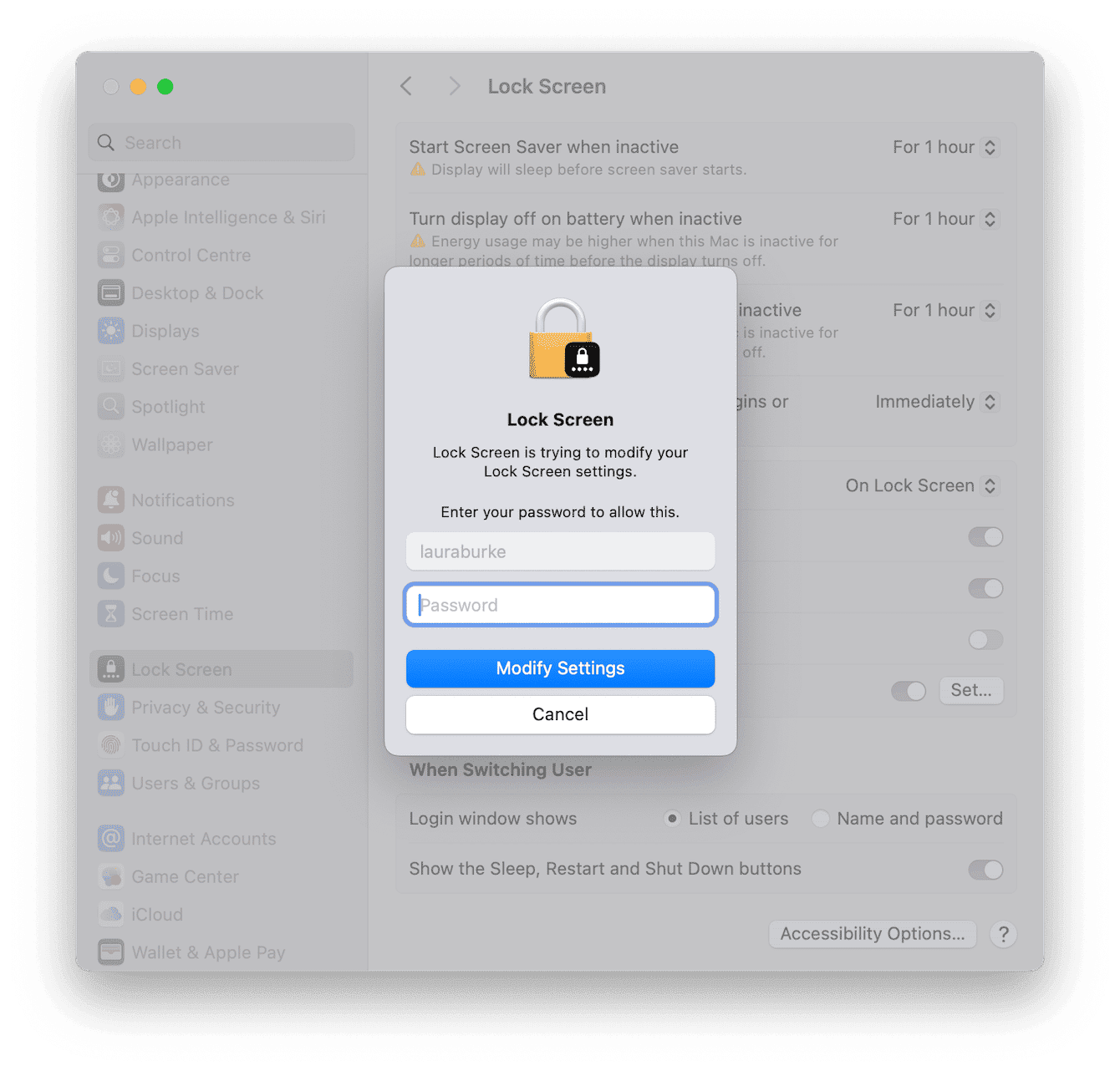 Automatic lock with screensaver