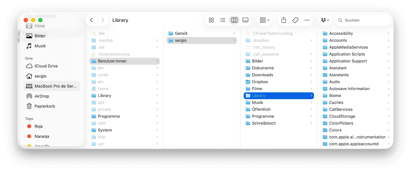 So gelangen Sie zur Mac-Library