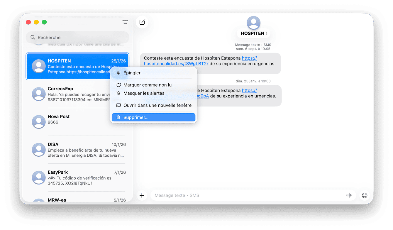 Supprimez des conversations enti&egrave;res