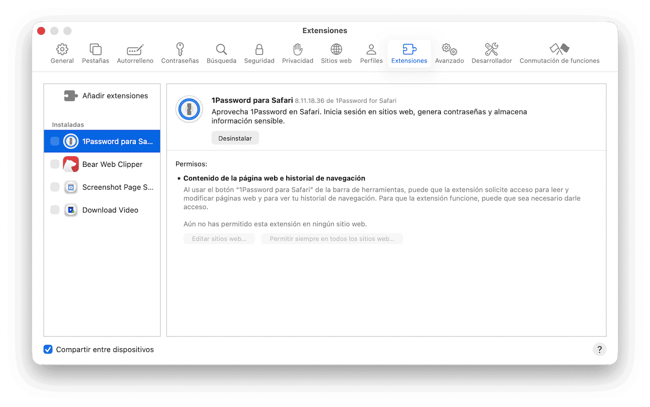 Elimina extensiones y plug-ins - Safari