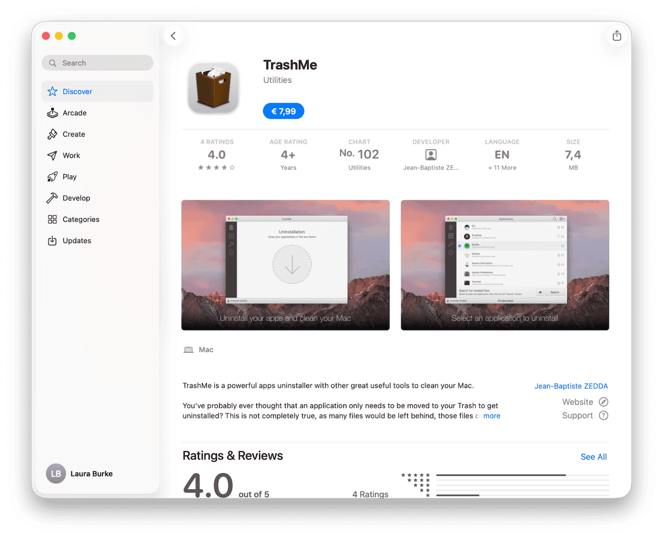 TrashMe cleaner app for Mac