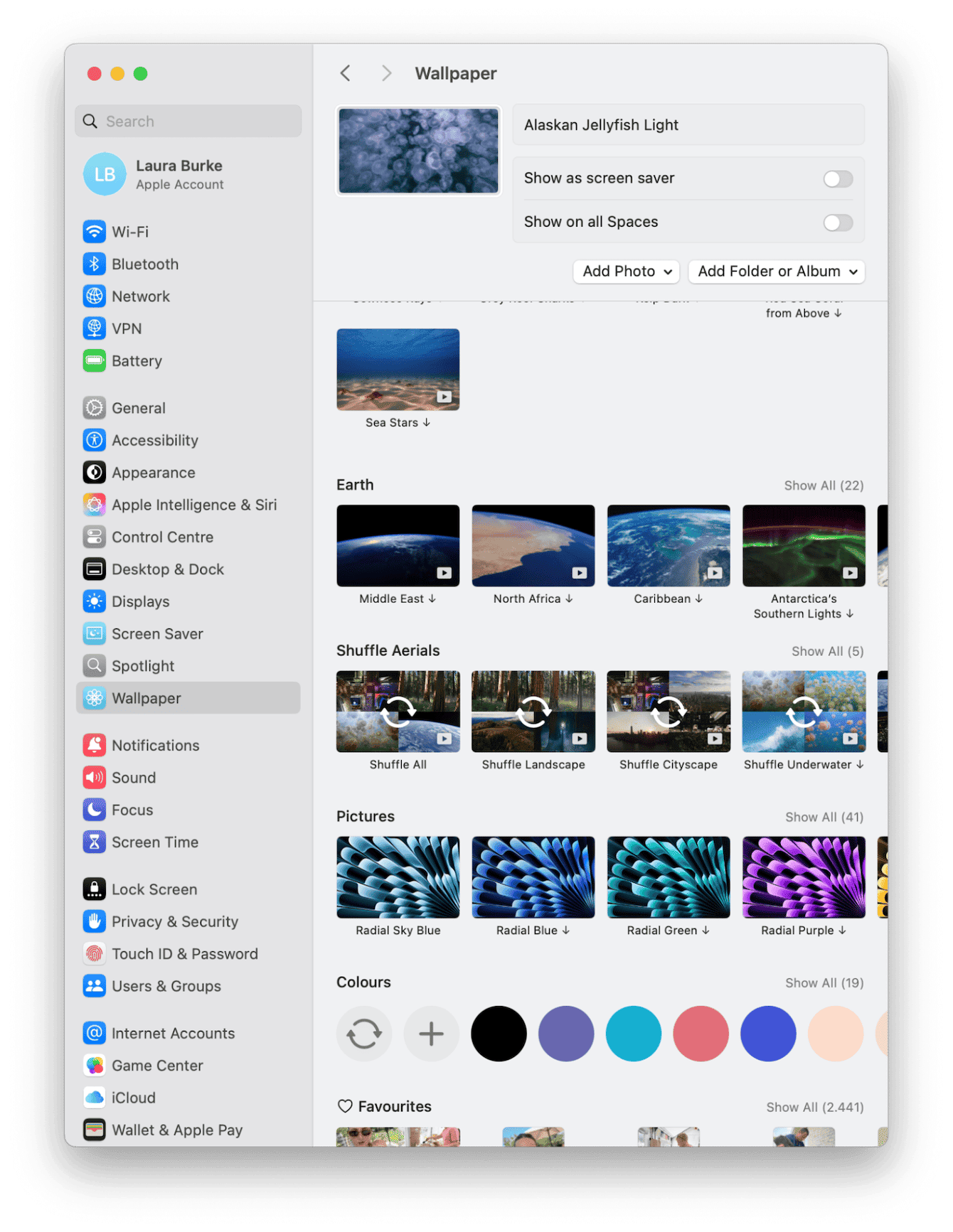 Set a new built-in wallpaper via System Settings