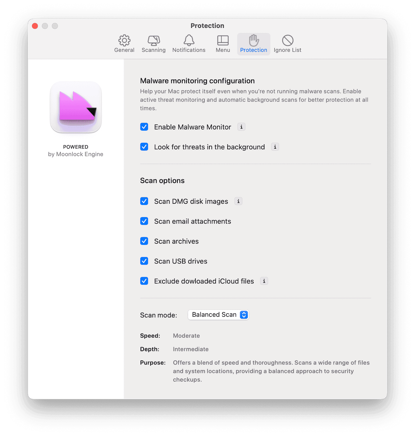Open it and select Protection > Configure Scan