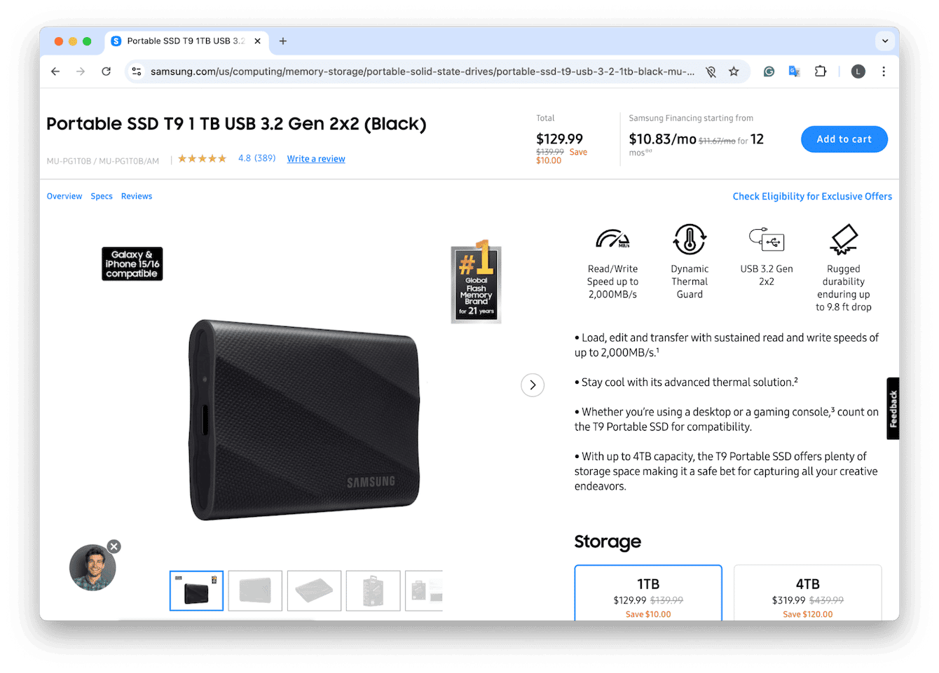 Best portable hard drive: Samsung T9 SSD