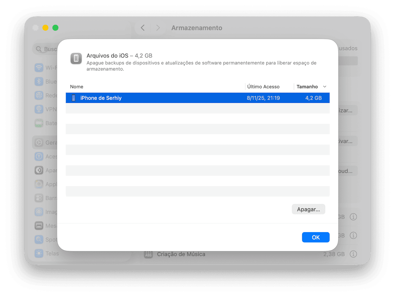 Remova backups do iOS