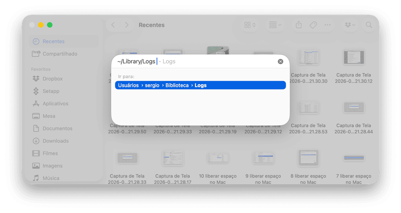 Remova arquivos de registro