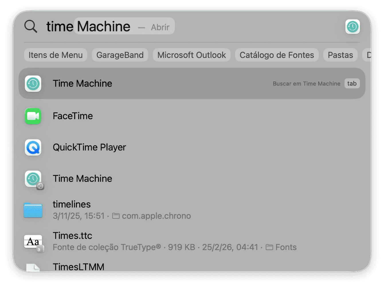 Voc&ecirc; pode usar o pr&oacute;prio app do Time Machine para remover os backups antigos