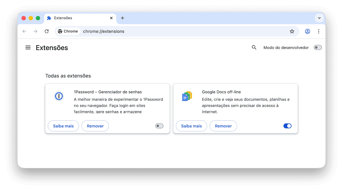Verifique os plug‑ins do navegador