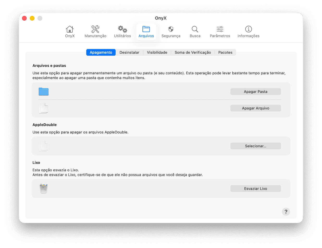 Outro app gratuito de limpeza para Mac &eacute; o OnyX