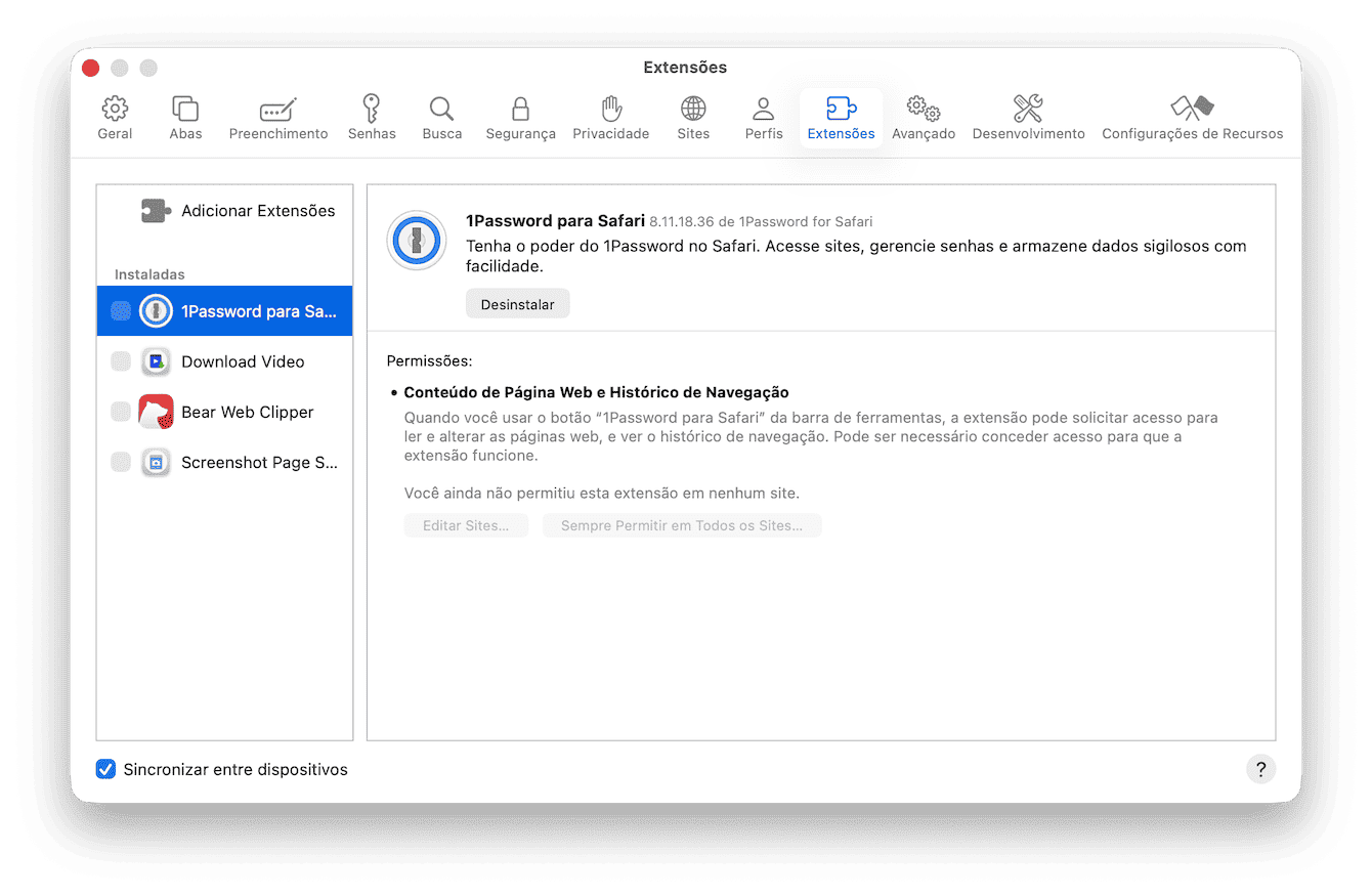 Como remover plug‑ins do Safari