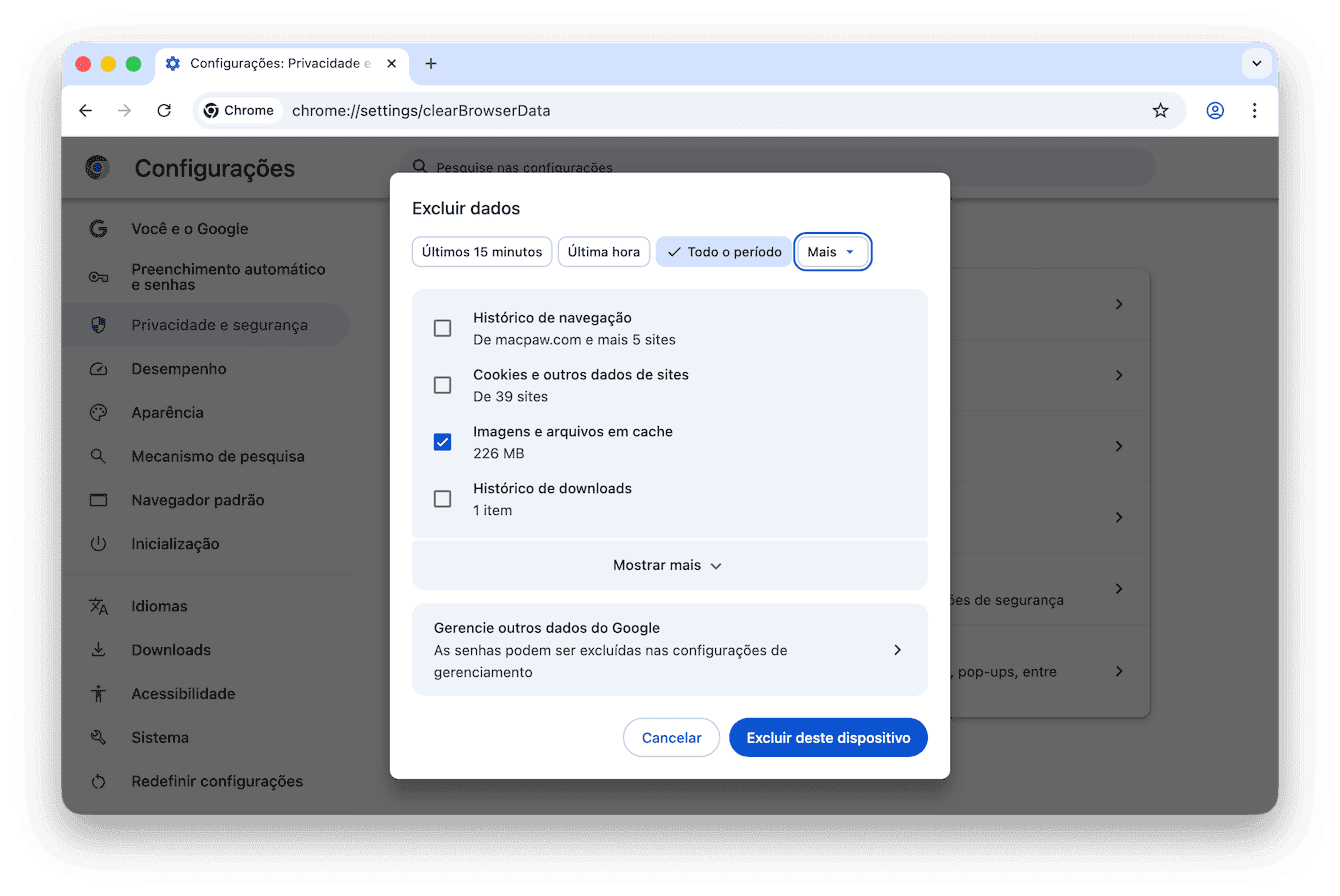 Como remover o cache de navega&ccedil;&atilde;o no Chrome
