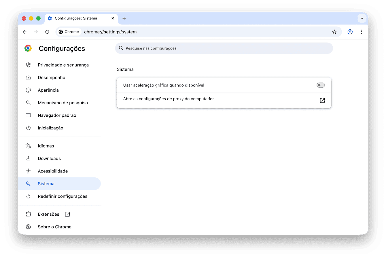 Desative a acelera&ccedil;&atilde;o de hardware no Chrome