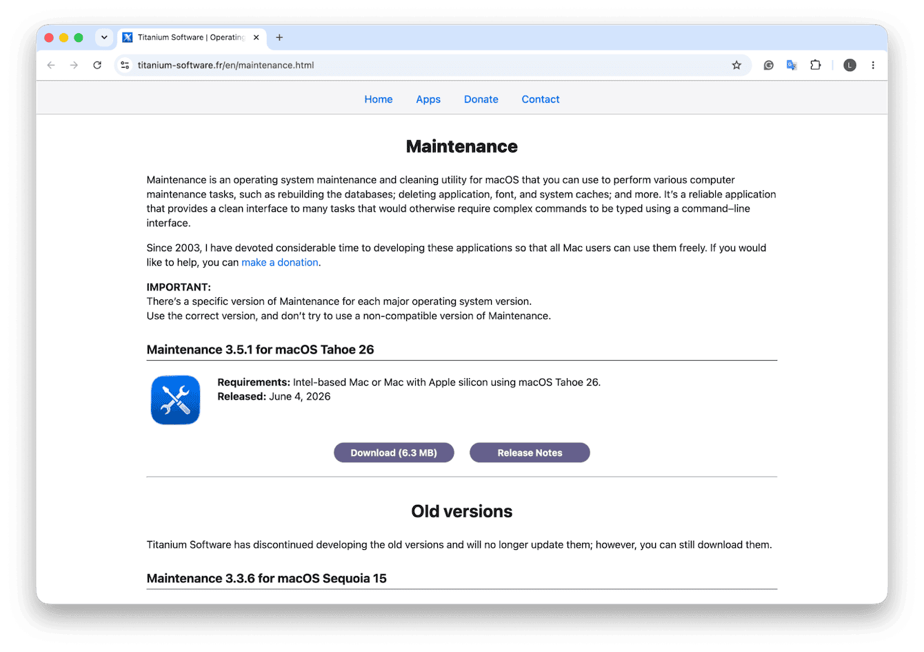 Maintenance (Titanium Software) app