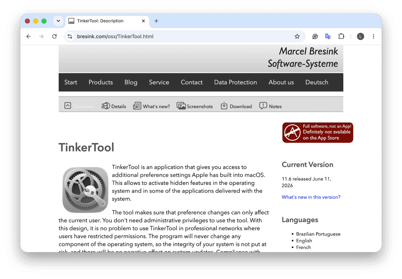 TinkerTool app for Mac