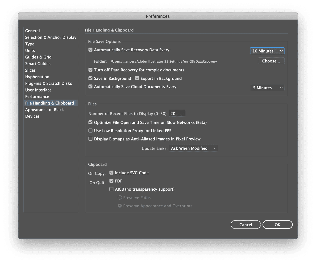 Preferencias de Photoshop