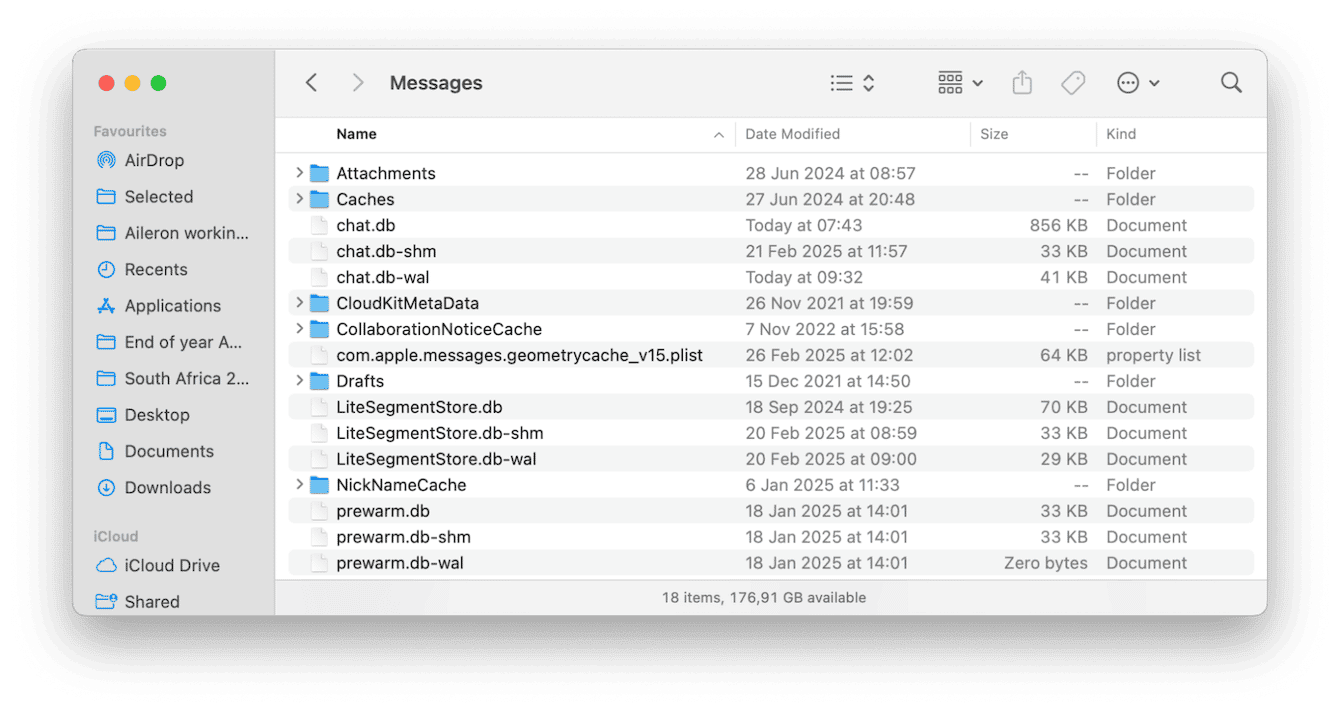 Delete Messages cache files