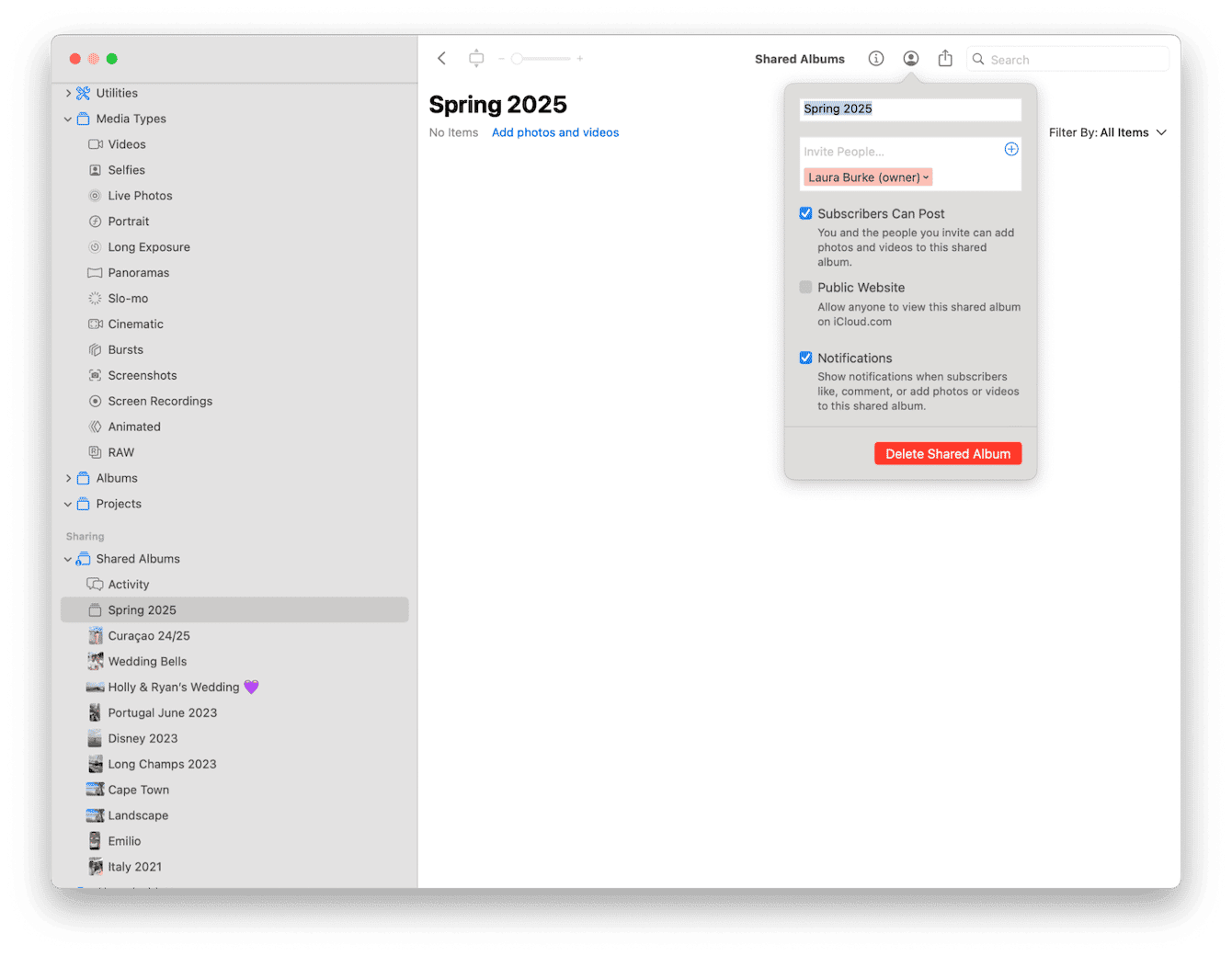 Ask the Shared Album owner to re-invite you