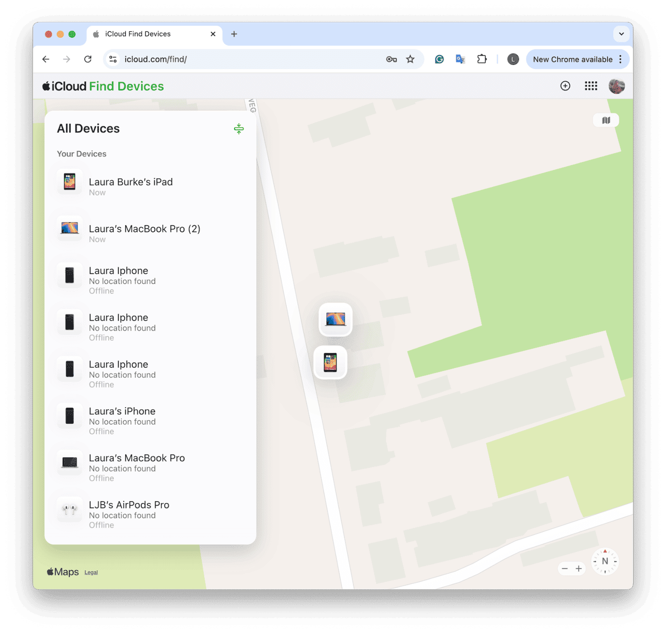 Click Find My and check for your Mac in the device list