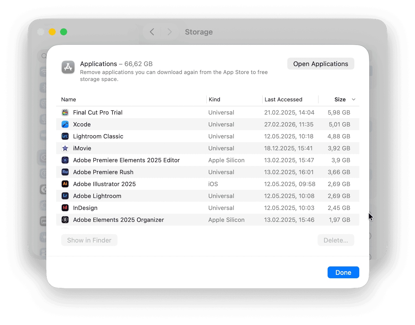Apple menu > System Settings > General > Storage