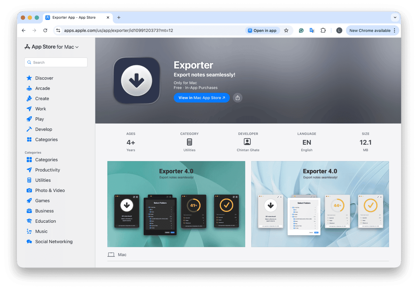 Exporter app for macOS