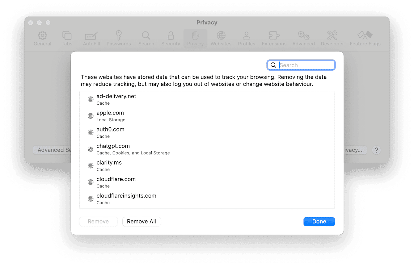 How to clear site data in Safari