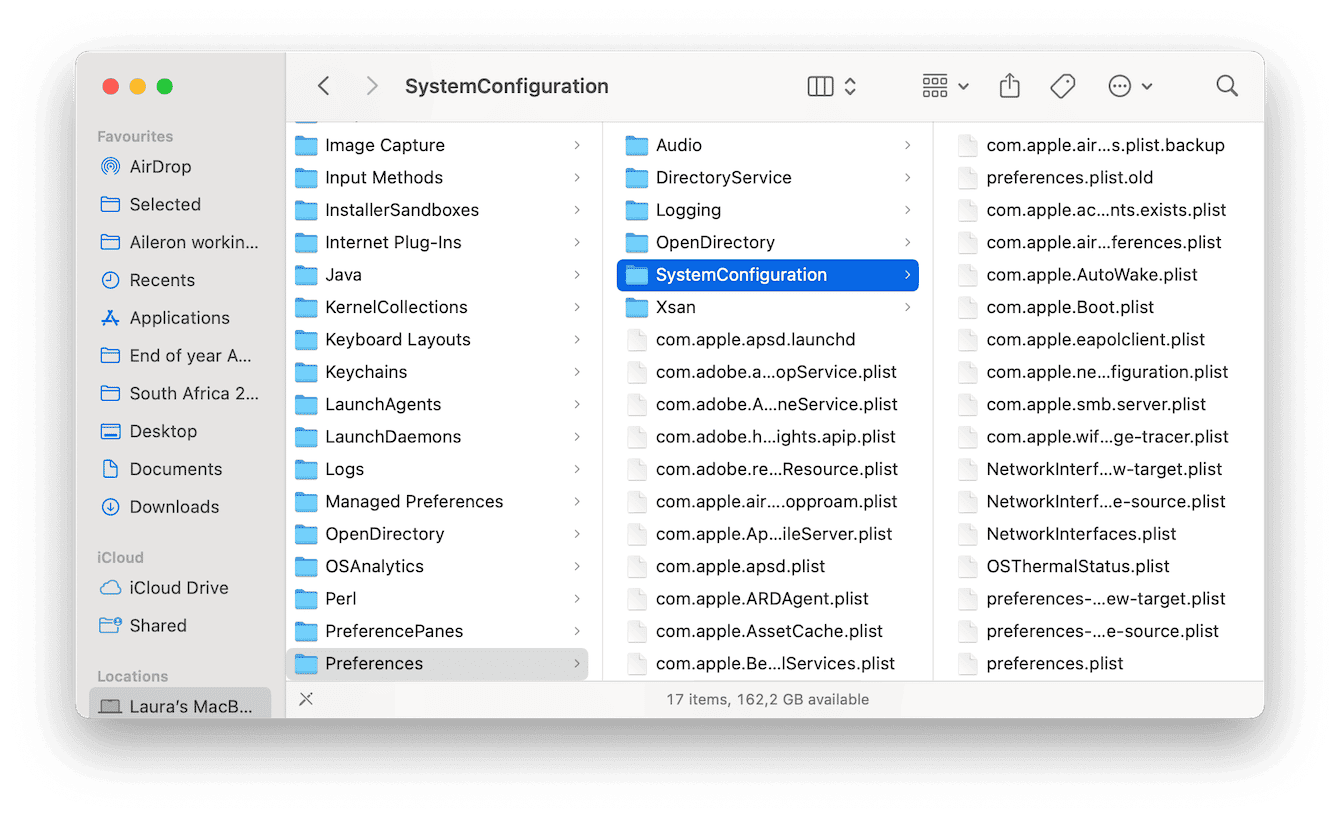 Delete network preferences