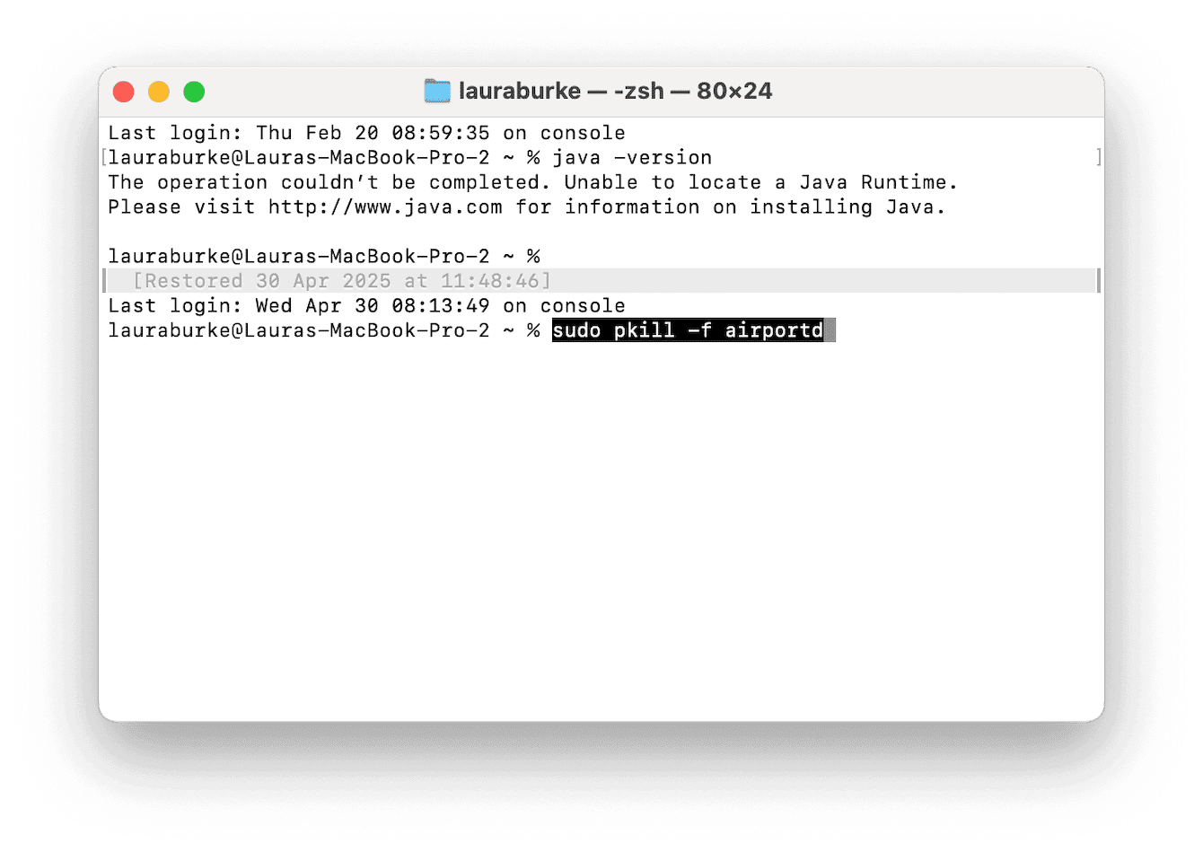Use Terminal to restart the Wi-Fi daemon