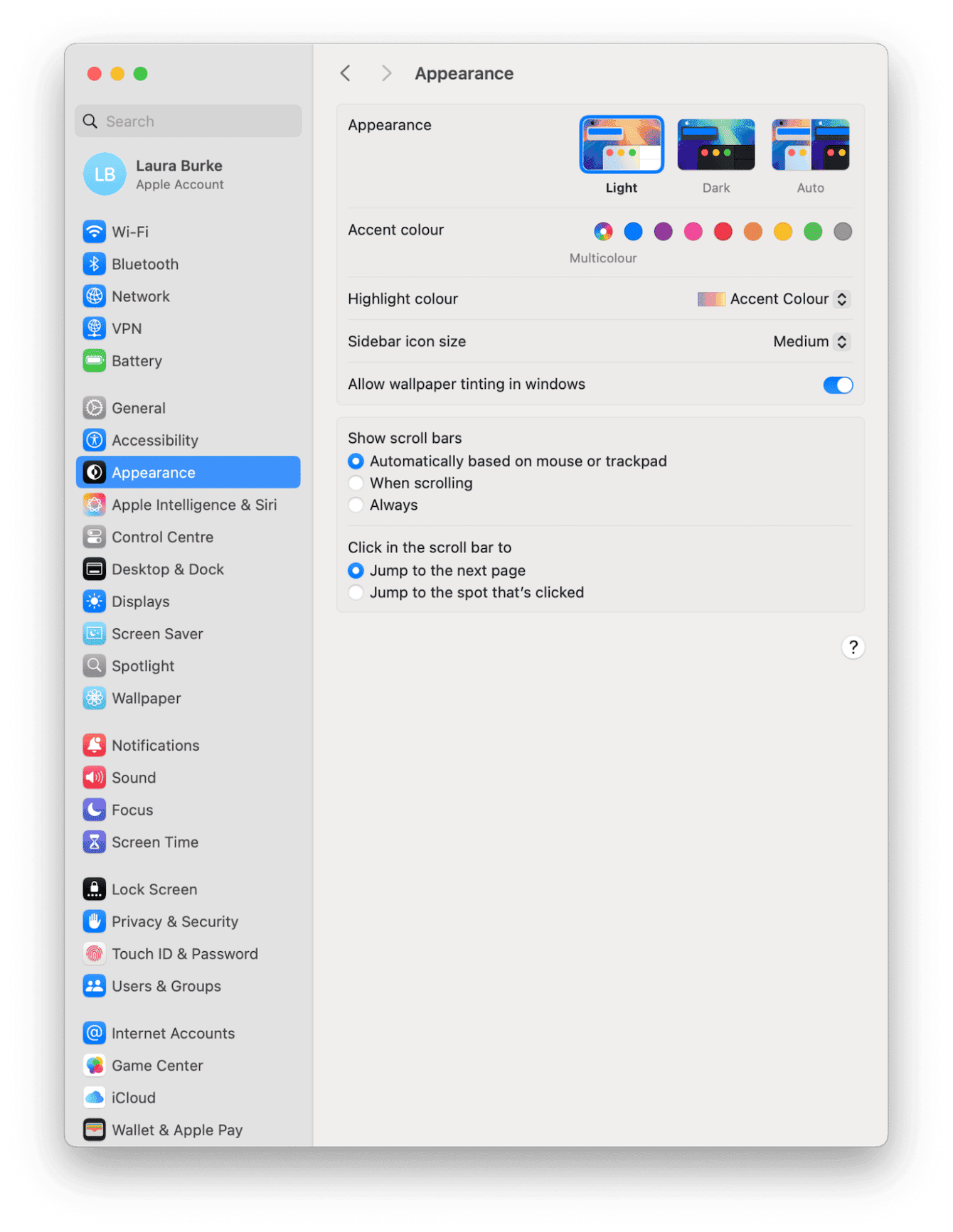 System Settings > Appearance