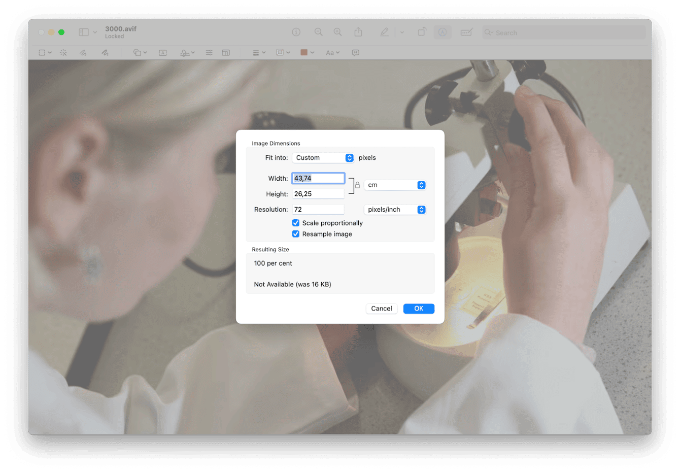 Resize images using Preview