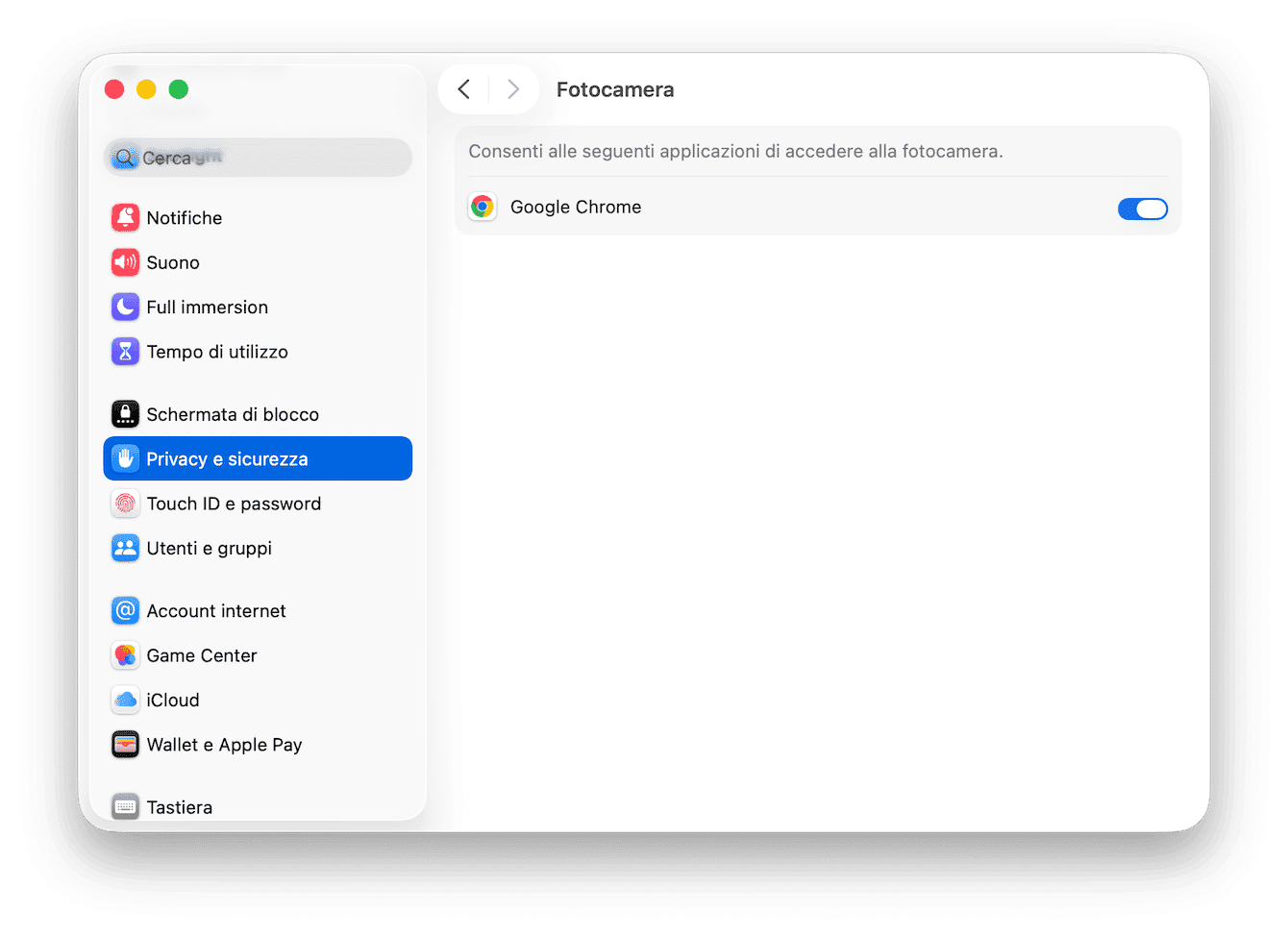 Controlla le app che hanno accesso alla fotocamera