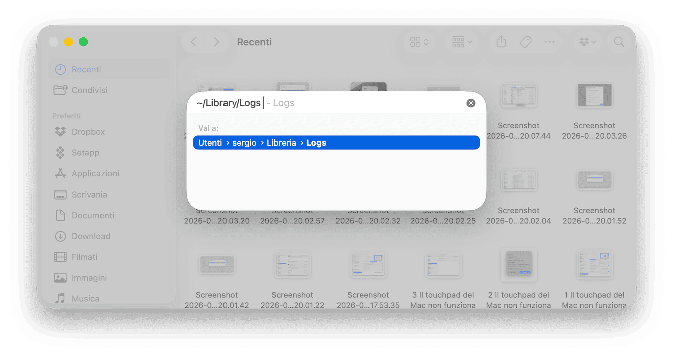 Rimuovi i file di registro