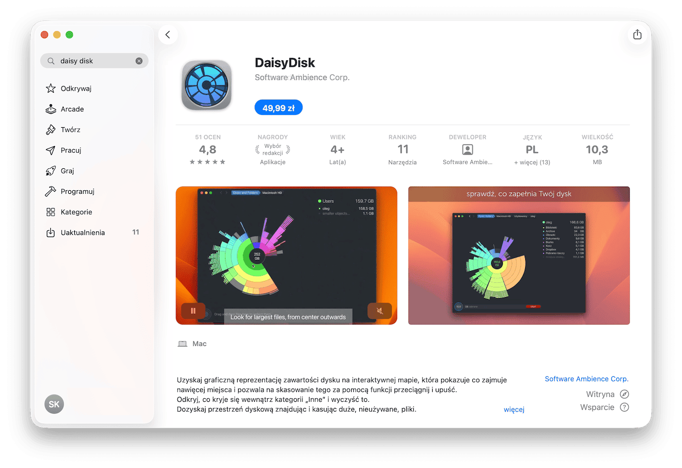 Aplikacja DaisyDisk&nbsp;jest w całości poświęcona czyszczeniu Mac&oacute;w