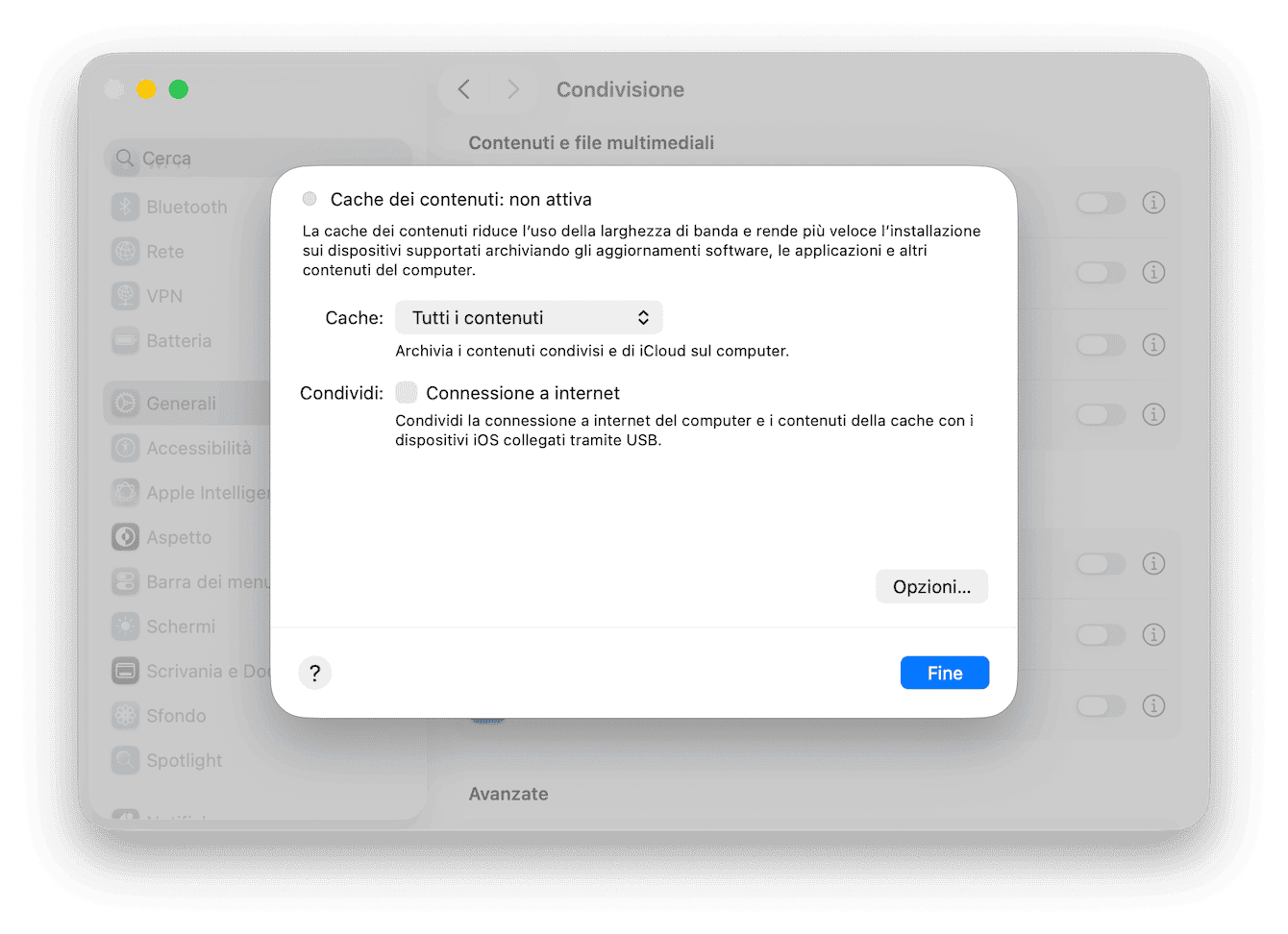Impostazioni di Sistema > Generali > Condivisione e segui i passaggi indicati sopra