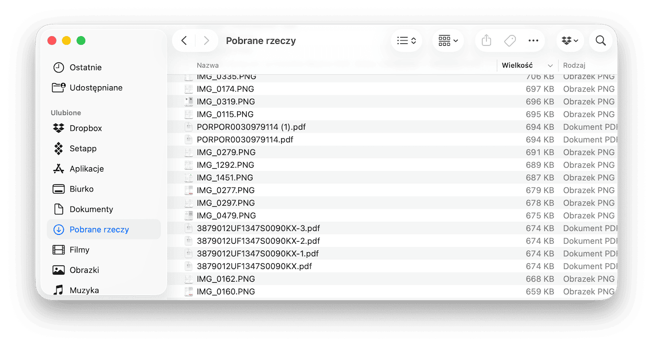 Sprawdź folder Pobrane rzeczy