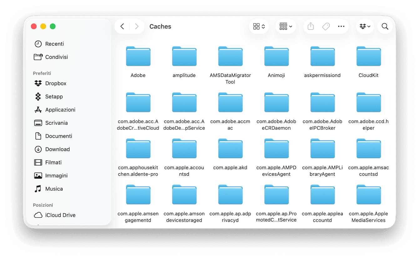 Rimuovi i file di cache