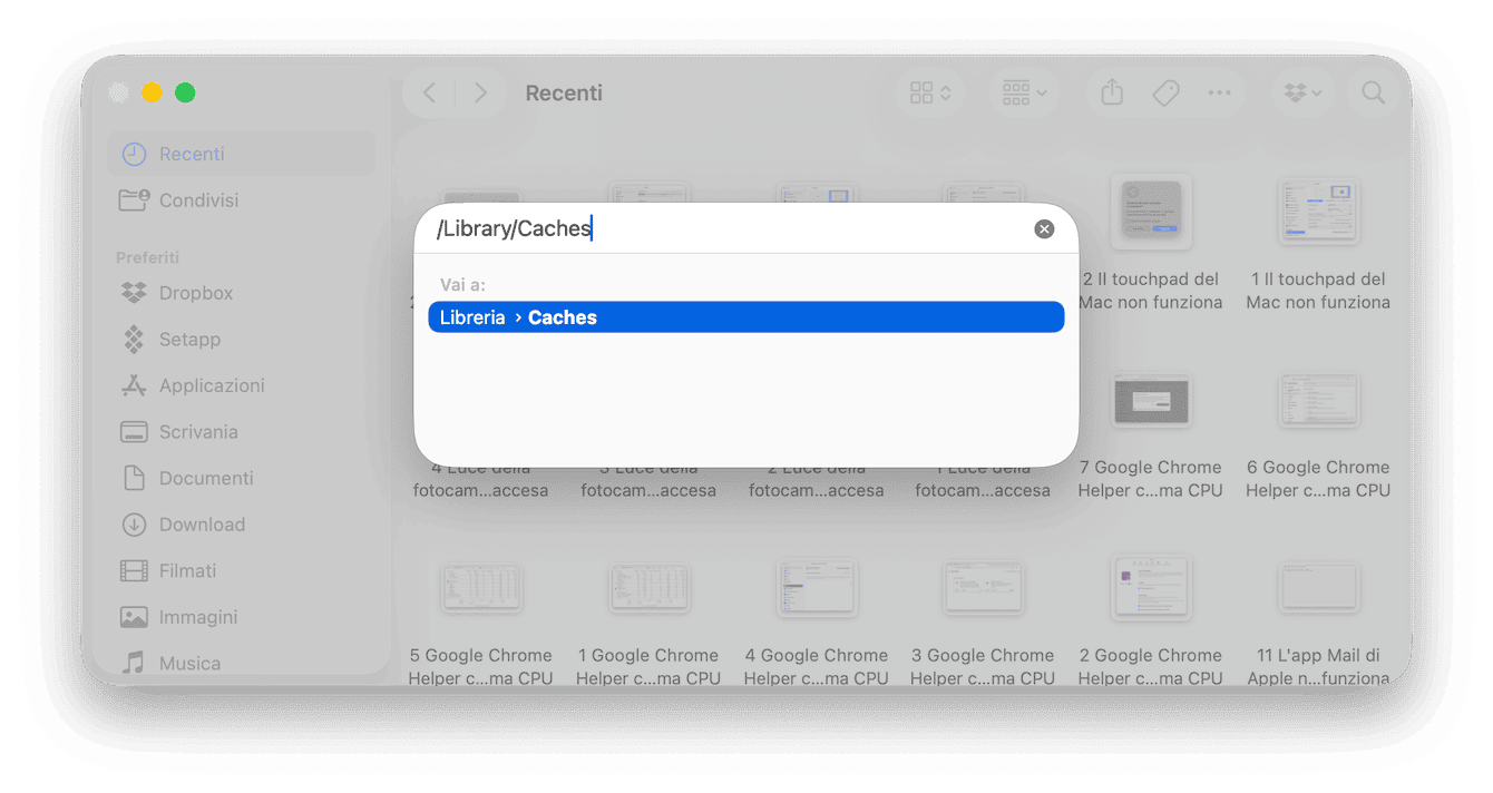 Ora fai lo stesso per /Library/Caches 