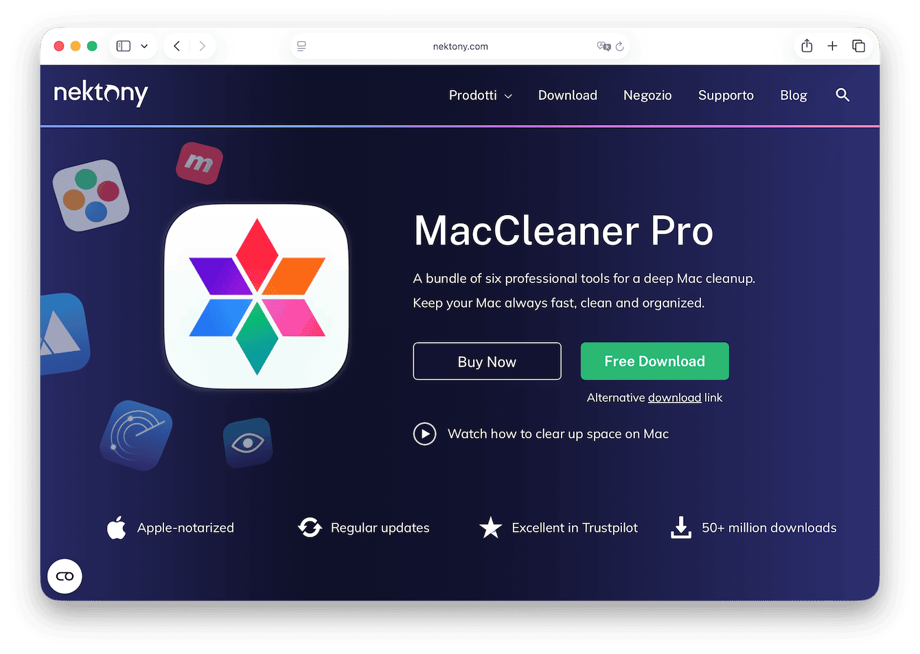 MacCleaner Pro &egrave; uno strumento sviluppato da Nektony