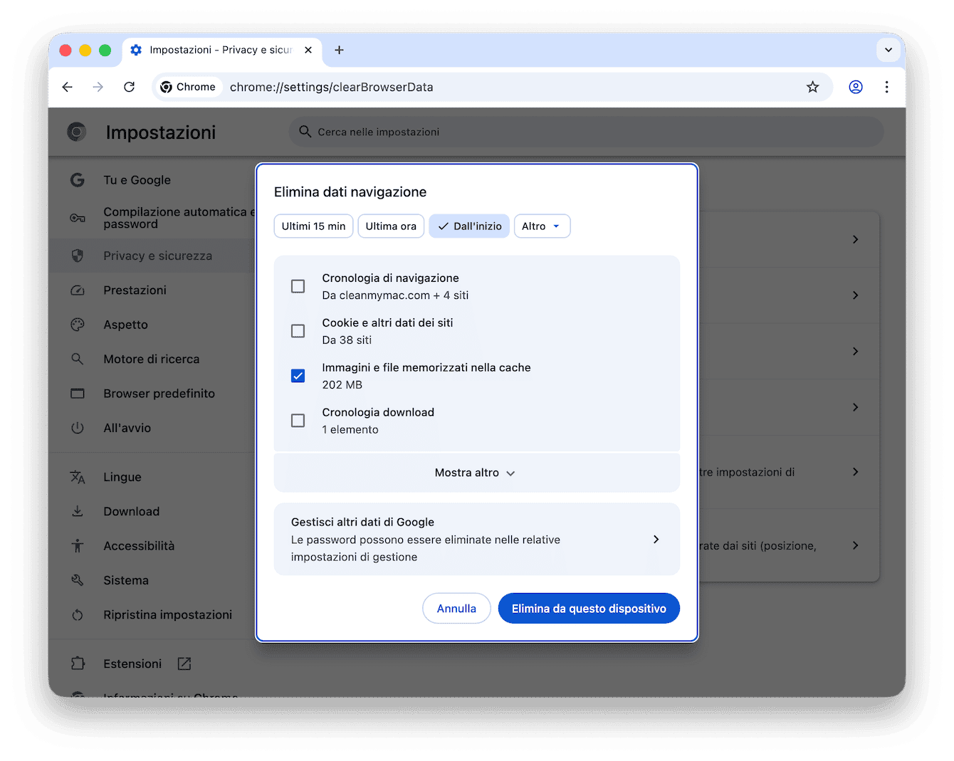 Come svuotare la cache del browser in Chrome