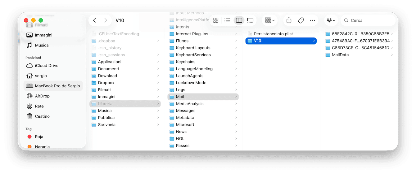 Elimina e reindicizza i file envelope