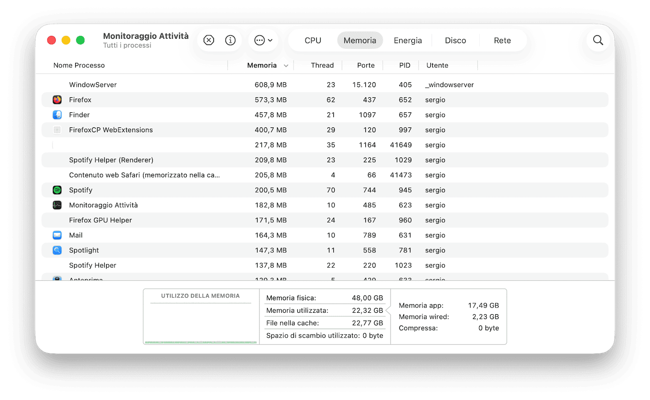 Applicazioni > Utility > Monitoraggio Attivit&agrave;