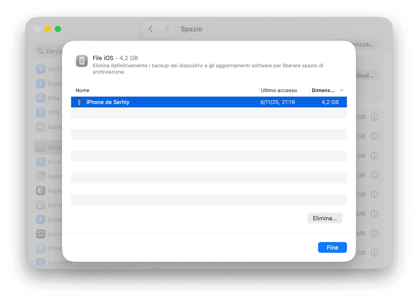 Cancella i vecchi backup di iPhone e iPad