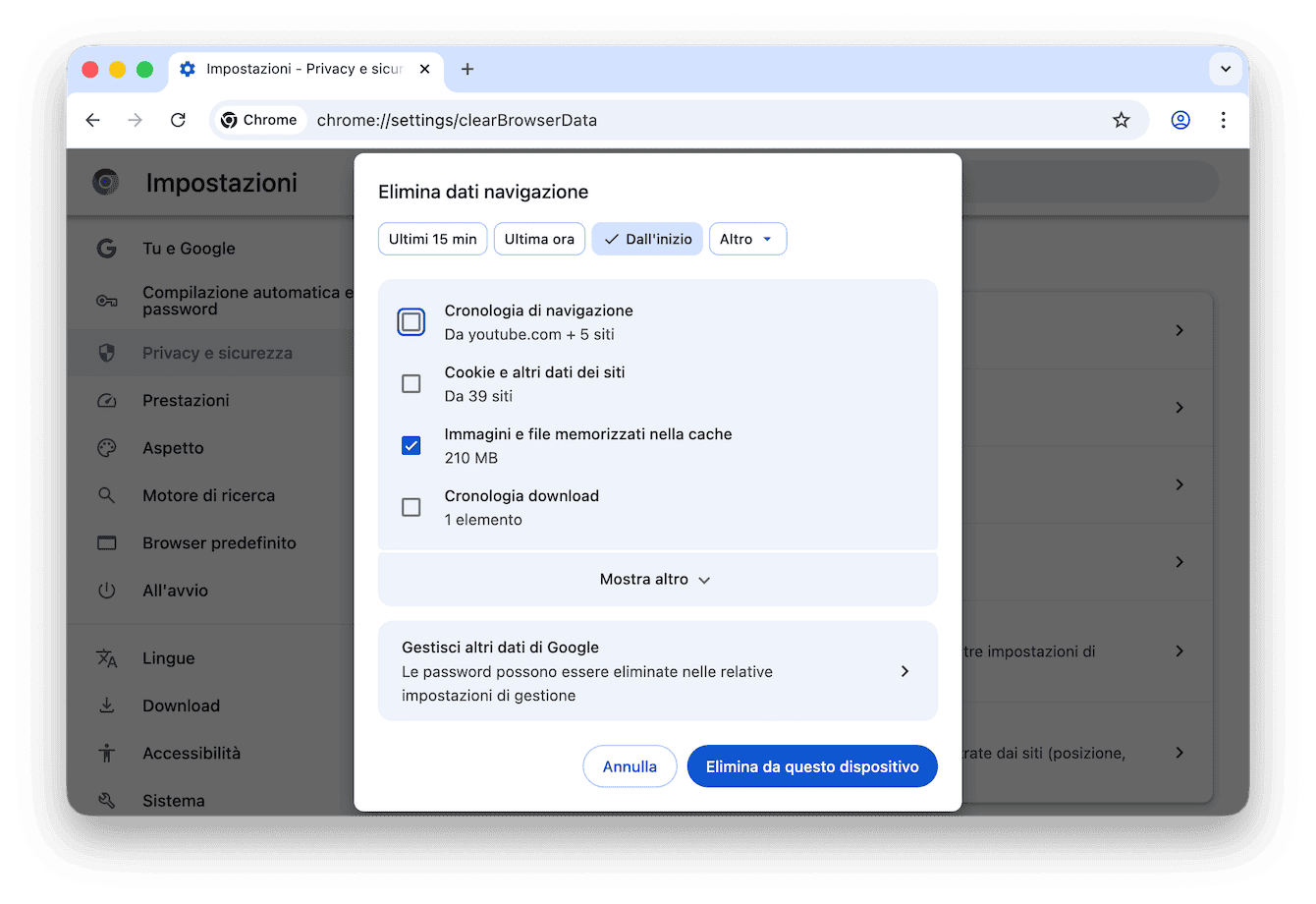 Come eliminare la cache in Chrome