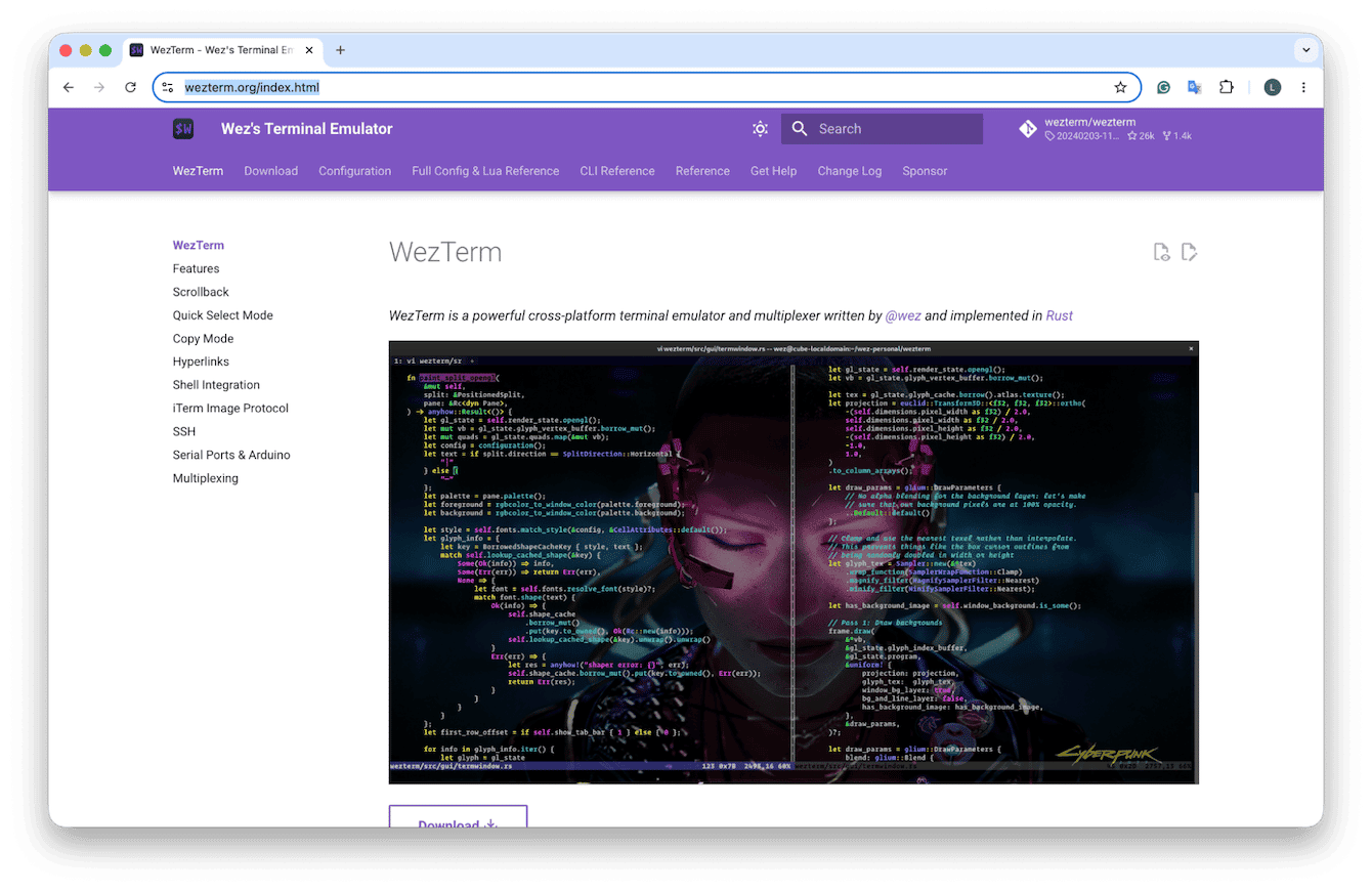 WezTerm Terminal app for Mac